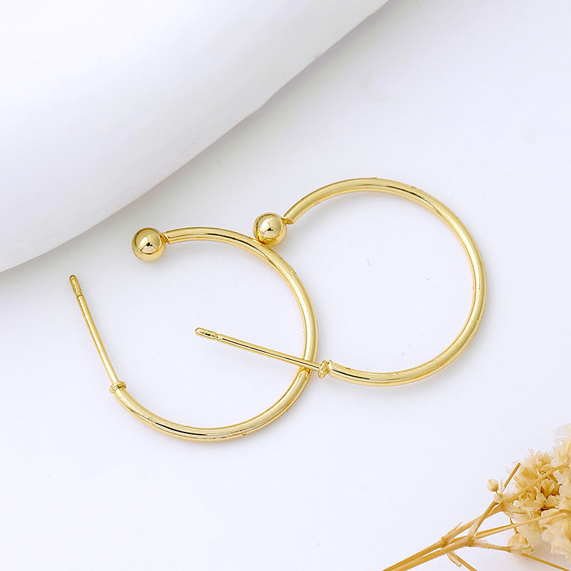 10 PCS Copper Solid Color Hoop Earring Findings with 18k Gold Plated 925 Silver Needle