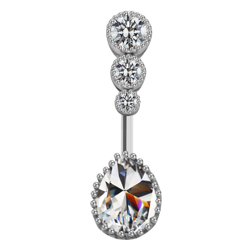 Luxurious Heart-Shaped Zircon Rhinestone Belly Ring with Wing Design