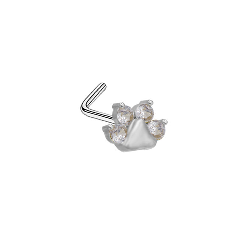 Heart & Animal Design Nose Rings & Studs - 316 Stainless Steel, Copper Plating, Inlay Zircon, Gold & White Gold Plated