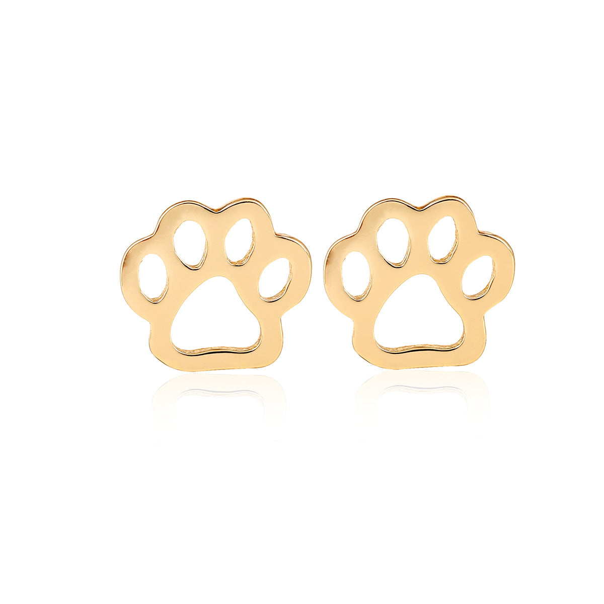 Fashion Stainless Steel Animal Ear Studs - Black Cat & Dog Design