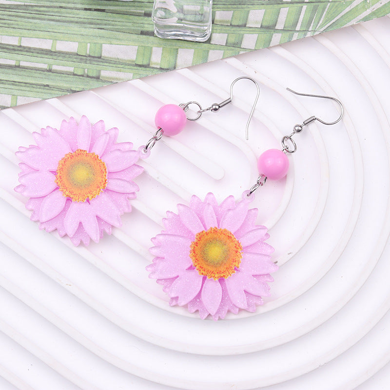 Elegant Daisy Acrylic Drop Earrings for Women