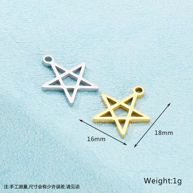 Pentagram Stainless Steel Hollow Star Necklace and Earrings DIY Jewelry Accessories