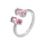 18K Gold Plated Geometric Zircon Open Ring with Marquise Pink Stone