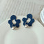 Klein Blue C Shape Alloy Stud Earrings - Niche Simple Design Korean Style for Women