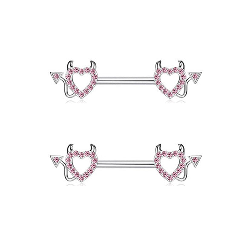 1 Pair Nipple Rings & Studs Hip-Hop Shiny Heart Shape Flower Butterfly 316 Stainless Steel  Copper Inlay Zircon Nipple Rings & Studs