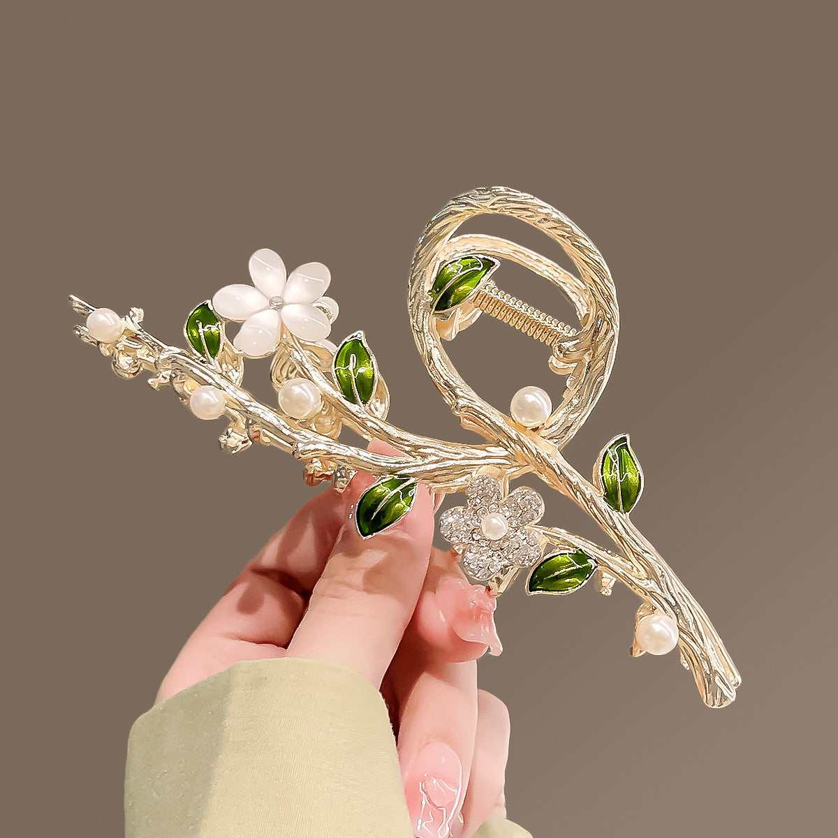 Women's Floral Branch Alloy Hair Claw Clip