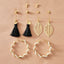 Retro C Shape Acetic Acid Pearl Earrings & Silver Gold Hoop Set for Women