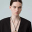 Color Block Imitation Leather Necklace with Gold T-Bar Pendant and Vintage Chain Design