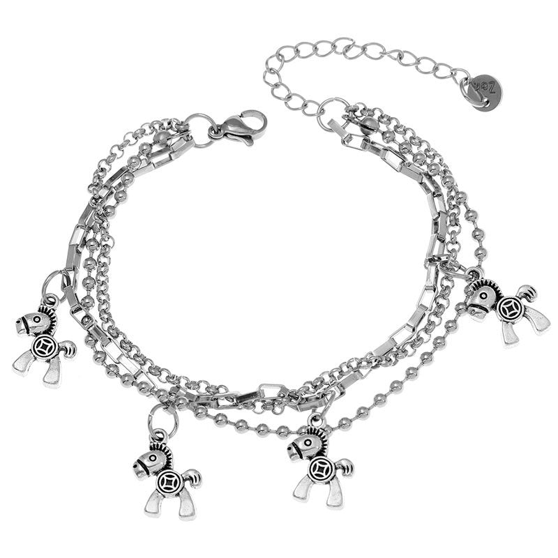 Korean Stainless Steel Heart Pendant Bracelet