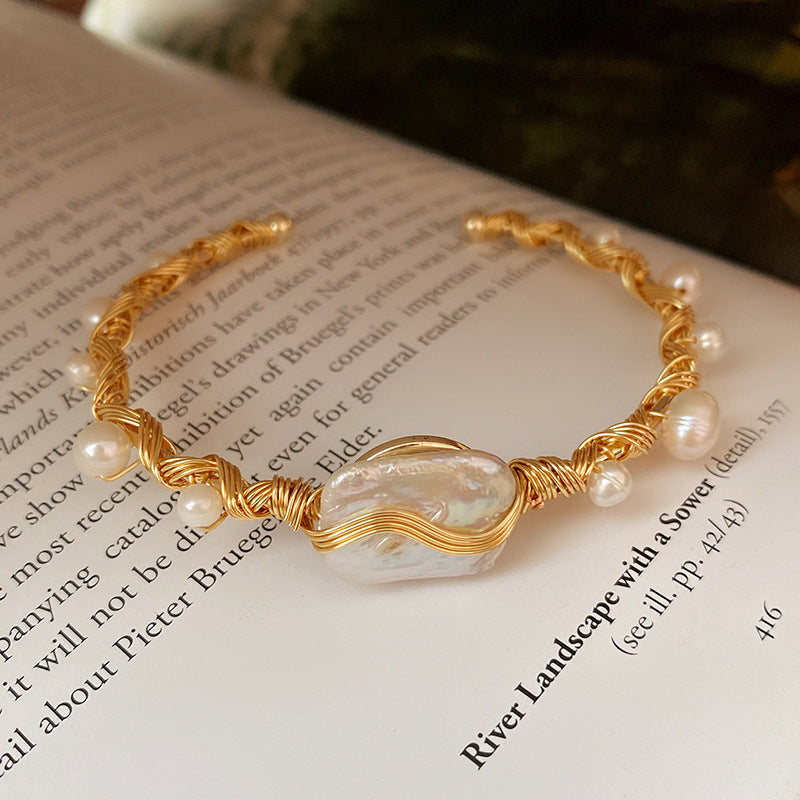 Golden Freshwater Pearl Bee Bracelet