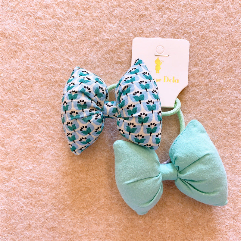 Kids' Floral Bow Knot Hair Tie Set - Cotton Headbands for Girls