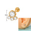 18K Gold Plated Geometric Stainless Steel Lip and Ear Stud Set with Rhinestones