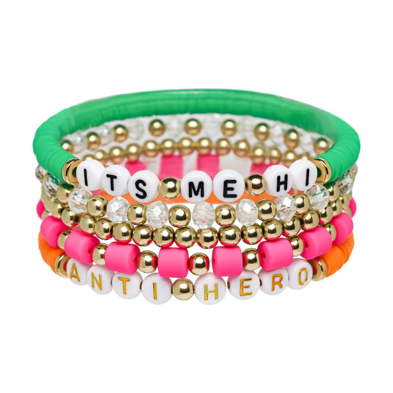 Classic Bohemian Letter Soft Clay Bracelet for Women