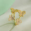 Elegant Geometric Butterfly Leaf 18K Gold Plated Zircon Open Ring