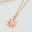 14K Gold Plated Enamel Sun Pendant Necklace with Unique Design