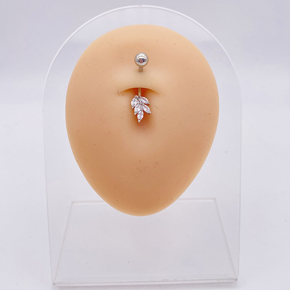 Retro Heart & Butterfly Zircon Stainless Steel Belly Ring