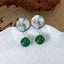 Chinoiserie Green Imitation Agate Bead Bamboo Drop Earrings