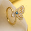 Fashion Butterfly Zircon Pearl Open Ring - Elegant Geometric Design