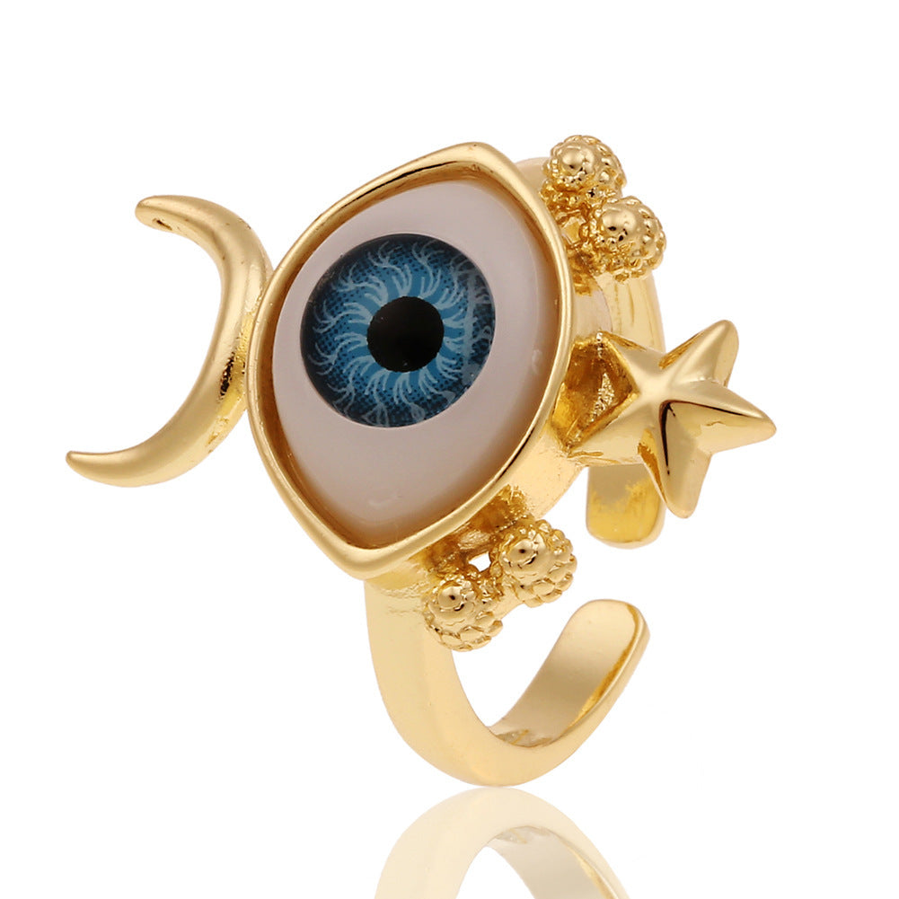 Fashion Copper Plated Gold Evil Eye Women's Minimalist Tail Ring