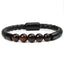 Retro Geometric Tiger Eye Stone Beaded Leather Bracelet