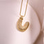 Vintage 18k Gold Plated Zircon Initial Pendant Necklace