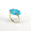 Retro Bohemian Gold Plated Copper Glass Eye Adjustable Open Ring