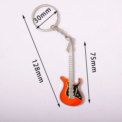 Cute Guitar Zinc Alloy Keychain with Custom Engraving