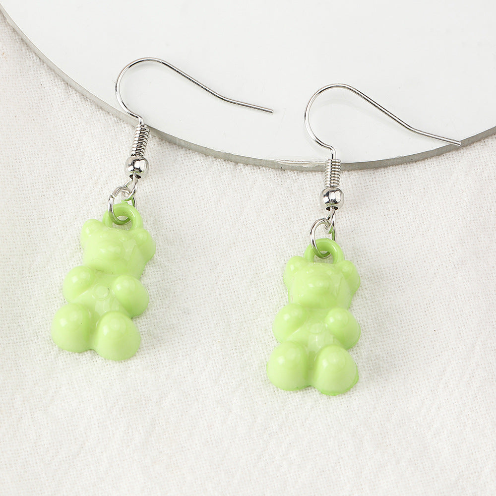 Cross-border Ins Cute Color Bear Earrings Earrings Soft Cute Girl Earrings