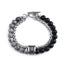 Casual Stainless Steel Matte Black Stone Beaded Men's Bracelet