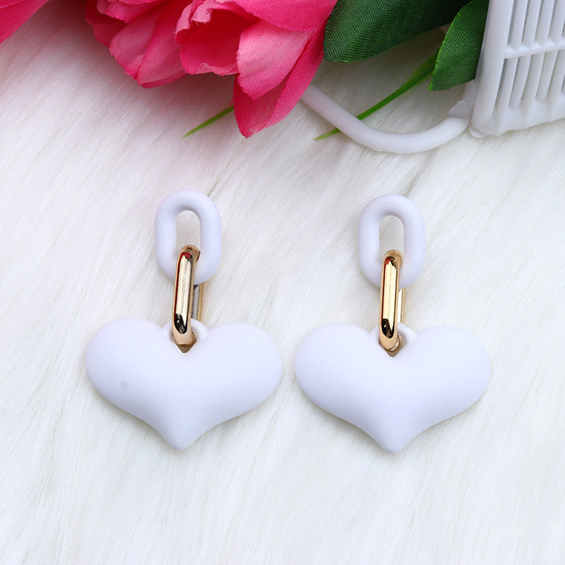 1 Pair Ig Style Heart Shape Spray Paint Arylic Drop Earrings