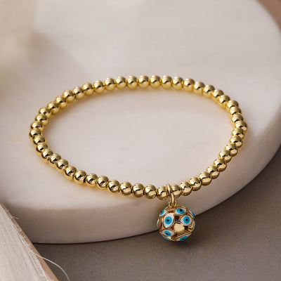 Vintage Minimalist Evil Eye 18k Gold Plated Copper Bracelet