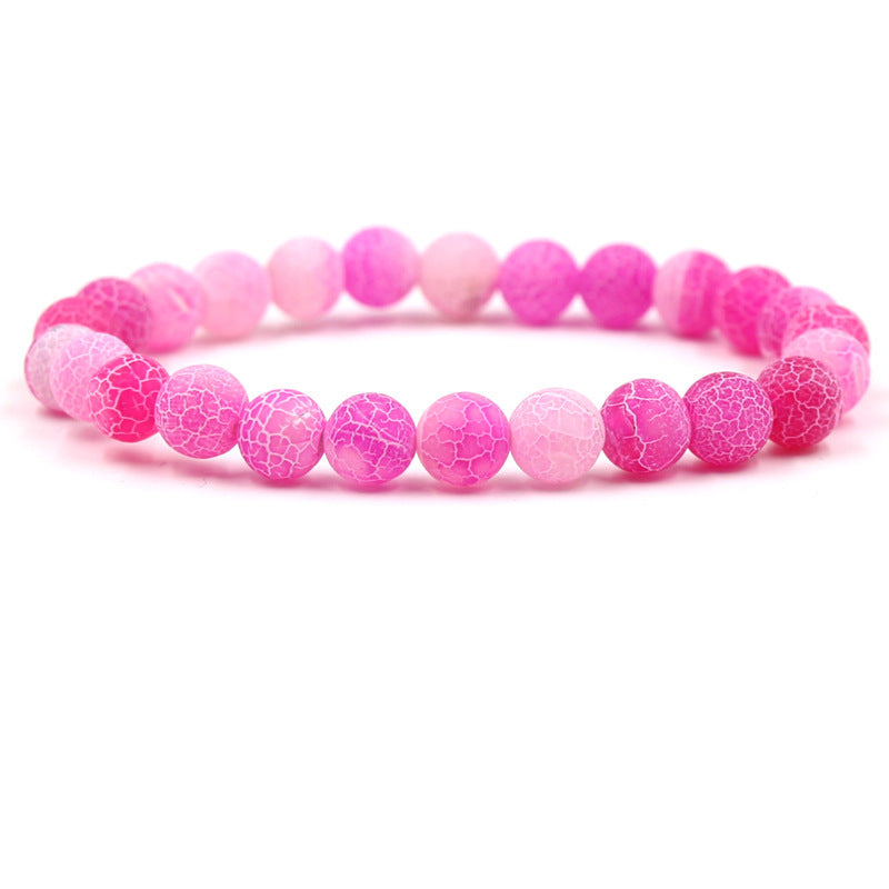 Retro Round Beaded Natural Stone Matte Finish Unisex Bracelet Set