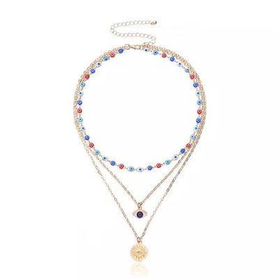 Streetwear Evil Eye Layered Women's Necklace