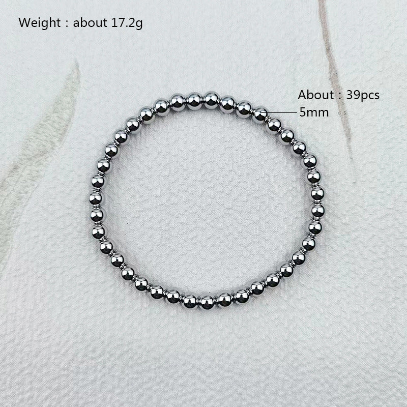 Hip-Hop Retro Stainless Steel Beaded Bracelet for Men