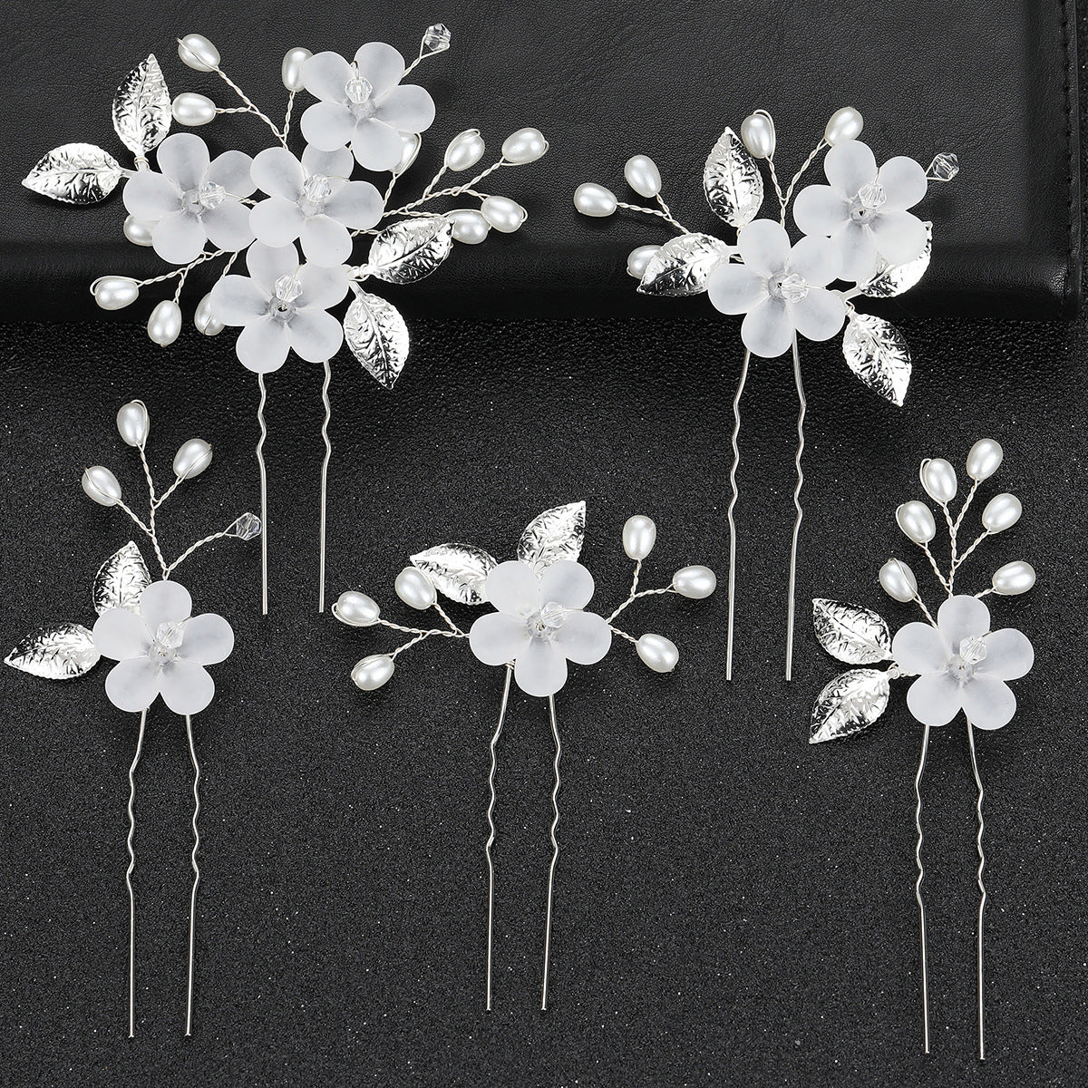 Floral Alloy Hairpin Set - U-Shaped Bridal Wedding Tiara Headwear