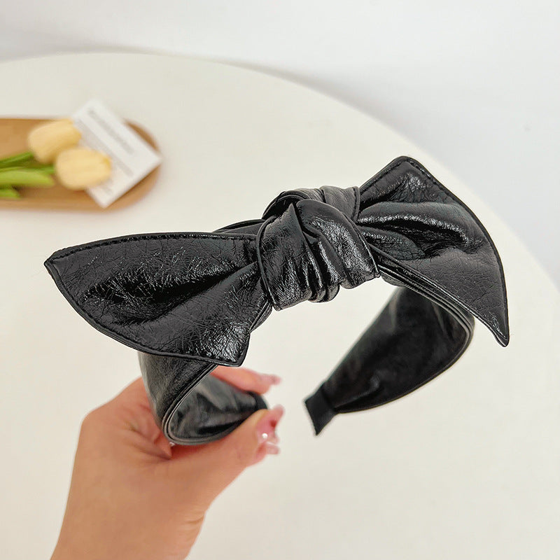 Elegant Solid Color Bow Knot Wide Hair Band