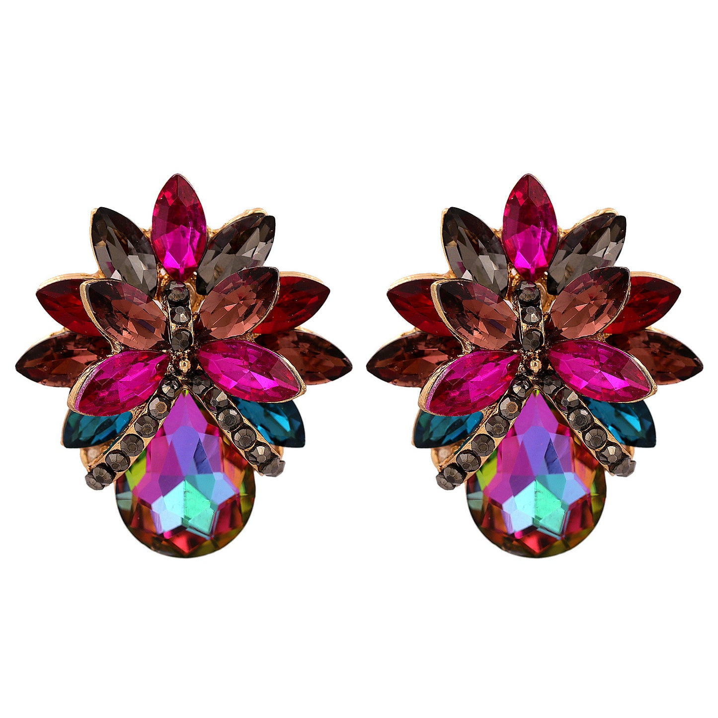 Fashion Floral Crystal Stud Earrings