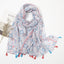 Women's Vintage Bohemian Floral Cotton Linen Print Scarf with Tassels