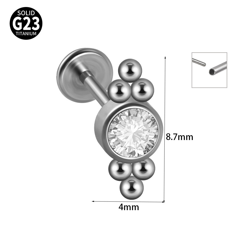 G23 Titanium Zirconia Geometric Ear Cartilage and Lip Rings with Dog Paw and Sun Design