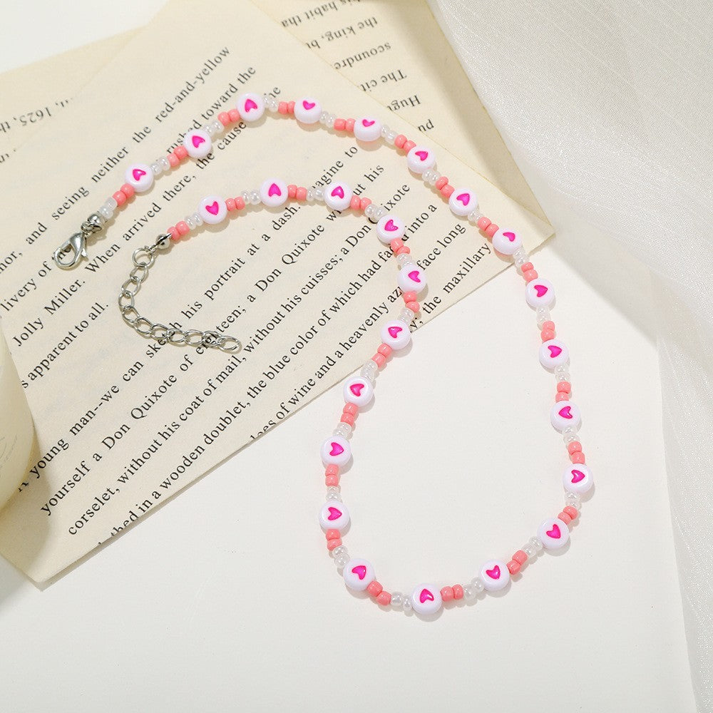 Korean Heart Shape Pearl Beaded Women's Necklace