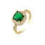 Geometric Gold Plated Copper Ring with Green Zircon