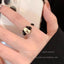 Sweet Heart & Butterfly Enamel Rhinestone Open Ring for Women