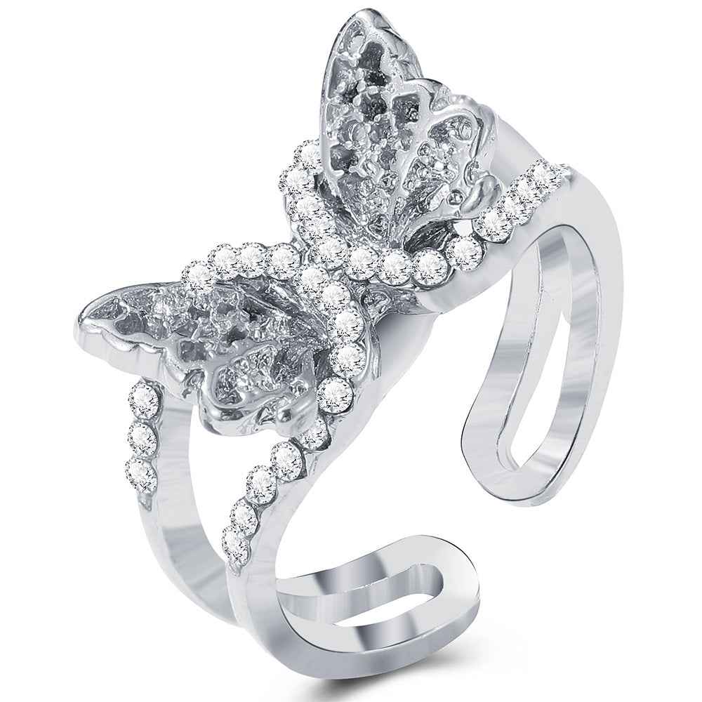 Vintage Heart-shaped Bear Star Moon Butterfly Alloy Rings Set