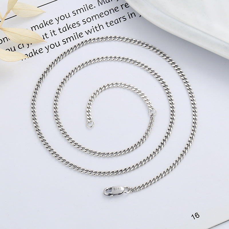 Fashion Stainless Steel and S925 Sterling Silver Minimalist Chain Necklace for Men and Women