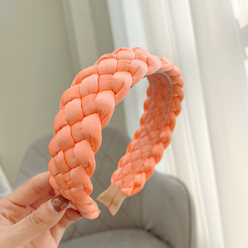 Simple Classic Solid Color Braided Cloth Headband for Women