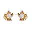 1 Set Artistic Geometric Candle and Cartoon Cup 18K Rose Gold Plated Zircon Inlay Ear Studs