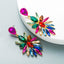 Alloy Glass Diamond Flower Long Earrings