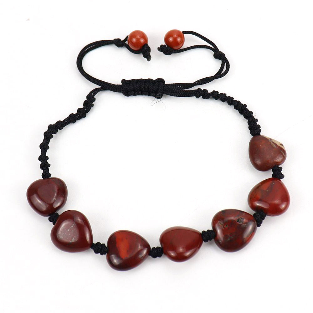 Simple Heart Shape Natural Stone Crystal Beaded Bracelet