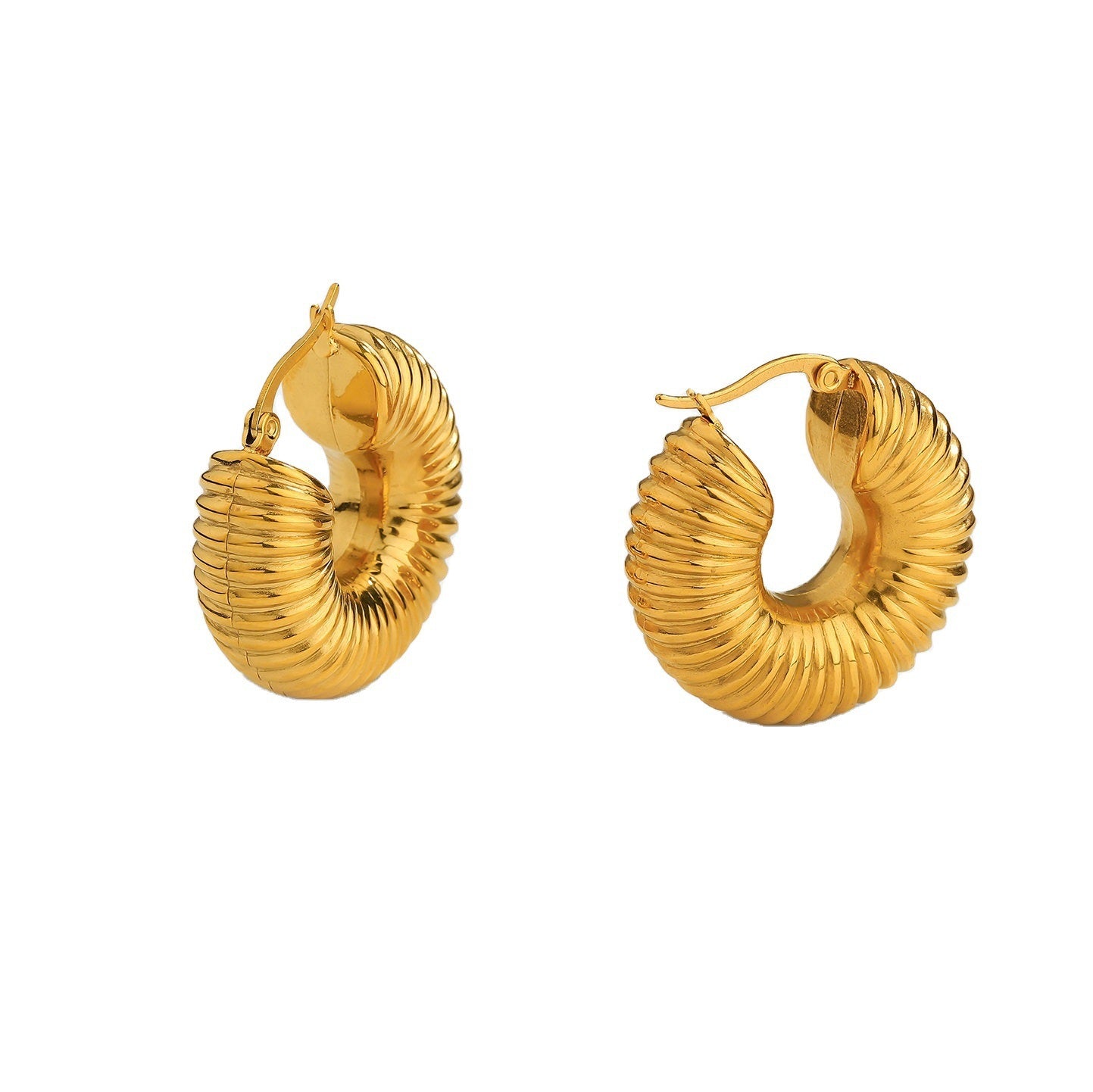 1 Pair Geometric Hollow 18K Gold Plated Stainless Steel Earrings