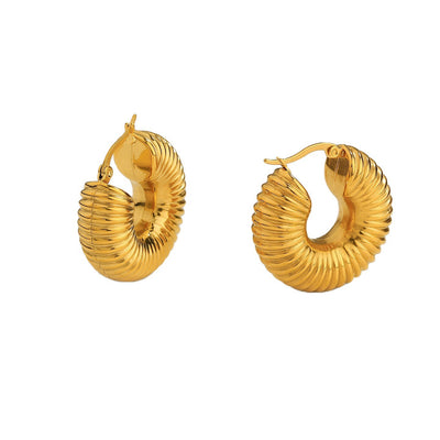 1 Pair Geometric Hollow 18K Gold Plated Stainless Steel Earrings